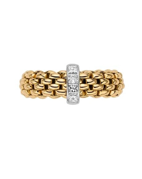 Fope Flex'It 18ct Yellow Gold Ring with Diamonds