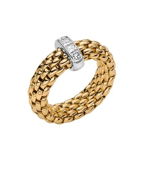 Fope Flex'It 18ct Yellow Gold Ring with Diamonds
