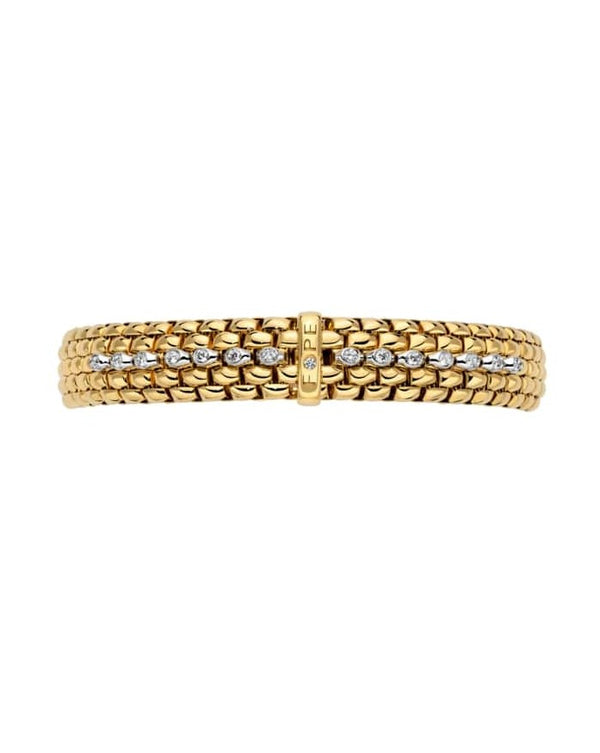 Fope Flex'It 18ct Yellow Gold Bracelet with Diamond Set