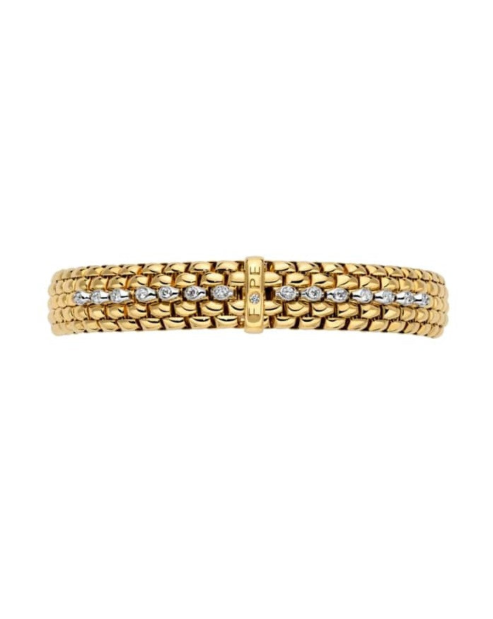 Fope Flex'It 18ct Yellow Gold Bracelet with Diamond Set