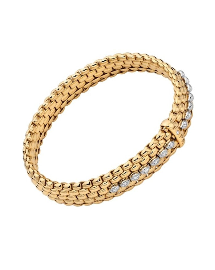 Fope Flex'It 18ct Yellow Gold Bracelet with Diamond Set