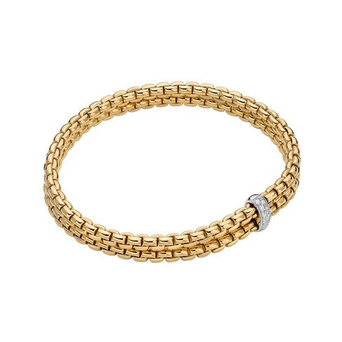 Fope Essentials 2 Row 18ct Yellow Gold Bracelet with Diamonds