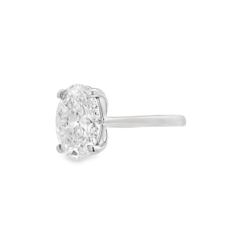 Oval Cut Single Stone 4.03ct Lab Grown Diamond, Platinum