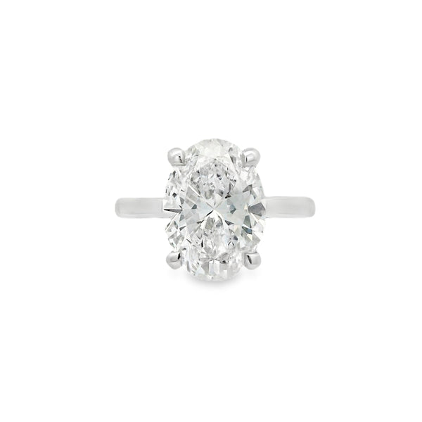 Oval Cut Single Stone 4.03ct Lab Grown Diamond, Platinum