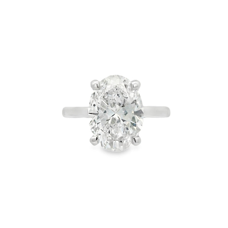 Oval Cut Single Stone 4.03ct Lab Grown Diamond, Platinum
