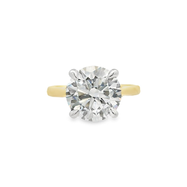 Round Brilliant Cut Single Stone 4.01ct Lab Grown Diamond, 18ct Yellow Gold