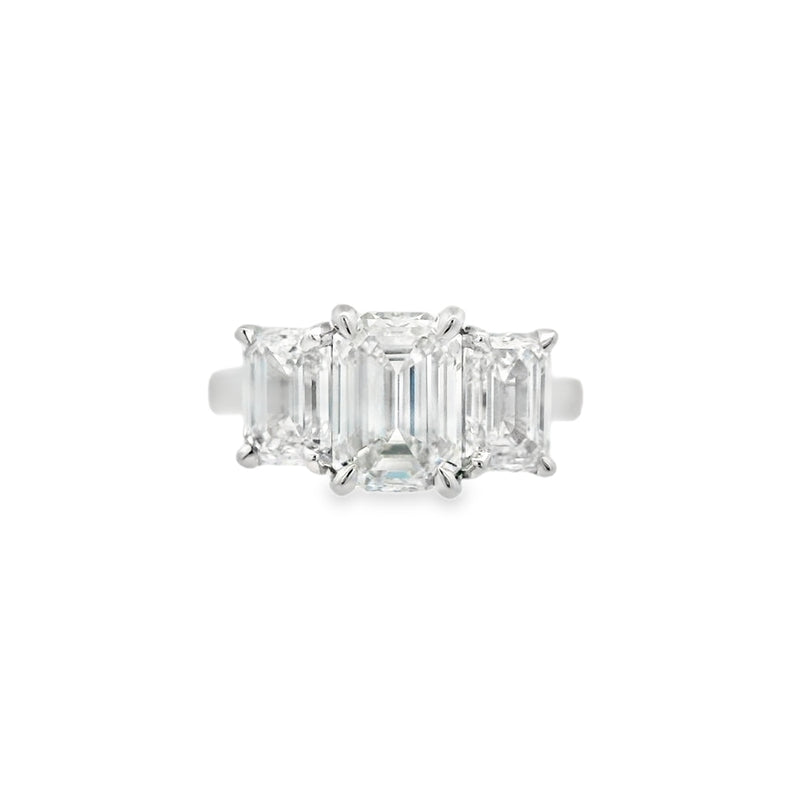 3 Stone Emerald Lab Grown 4.05ct Diamond Ring