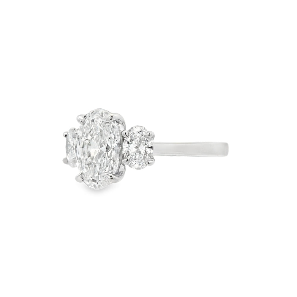 3 Stone Oval Cut Lab Grown 2.68ct Diamond Ring