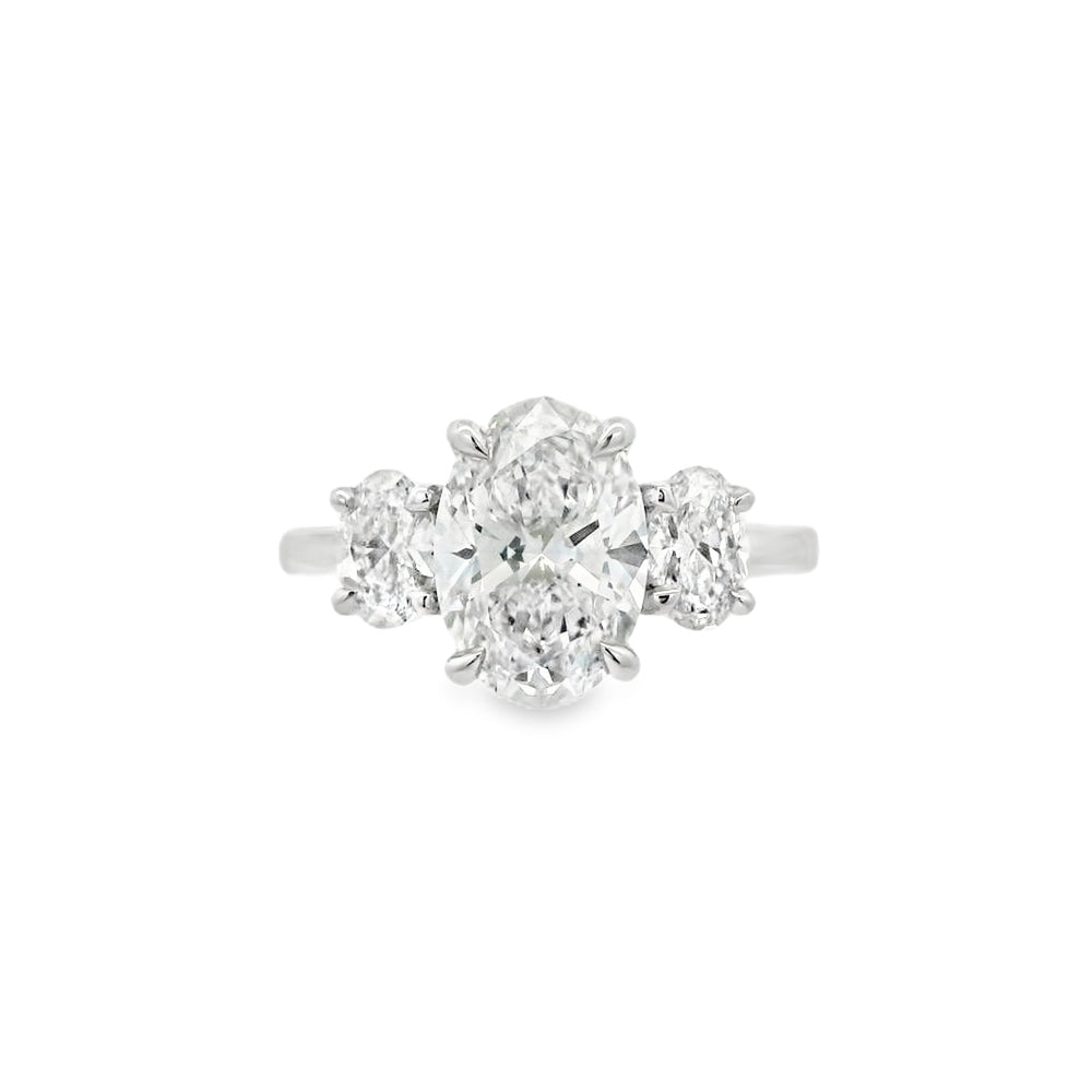 3 Stone Oval Cut Lab Grown 2.68ct Diamond Ring