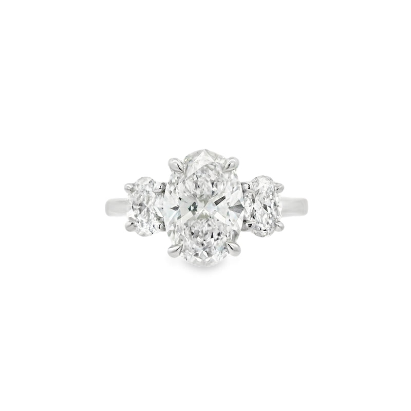 3 Stone Oval Cut Lab Grown 2.68ct Diamond Ring