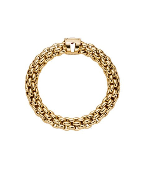 Fope Souls Flex'it 18ct Yellow Gold Ring with a Ruby