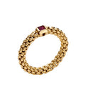 Fope Souls Flex'it 18ct Yellow Gold Ring with a Ruby
