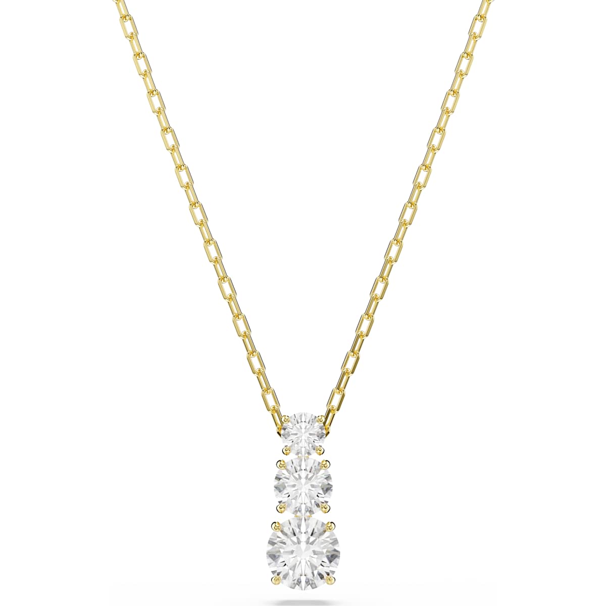 Swarovski Stilla Attract pendant, Round cut, White, Gold-tone plated
