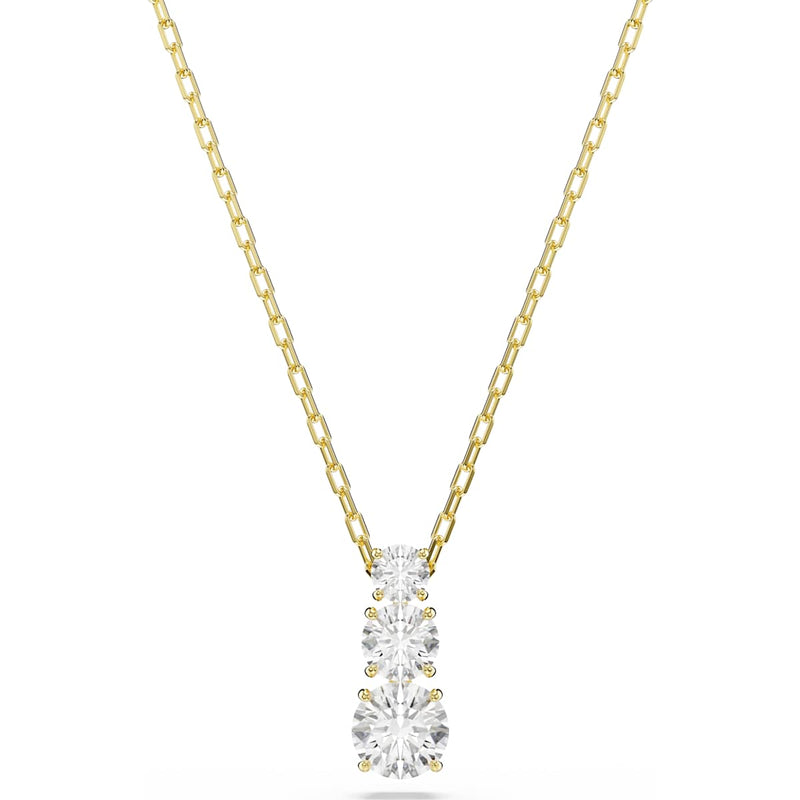Swarovski Stilla Attract pendant, Round cut, White, Gold-tone plated