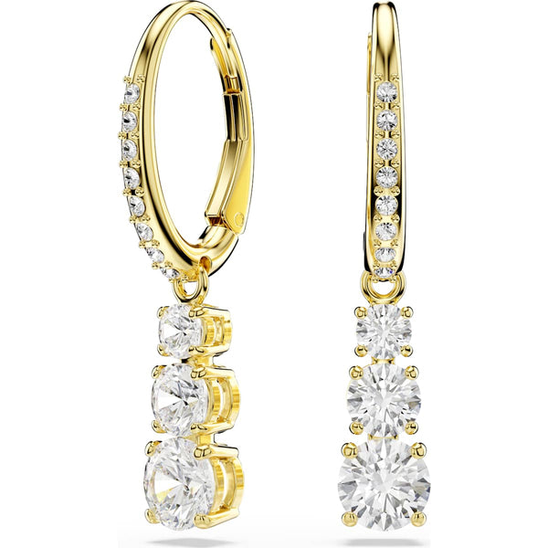 Swarovski Stilla Attract hoop earrings, Round cut, White, Gold-tone plated