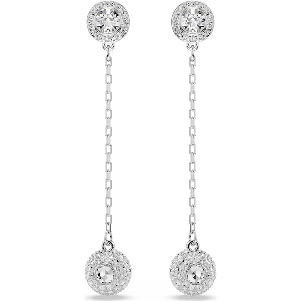 Swarovski Una Angelic drop earrings, Round cut, White, Rhodium plated
