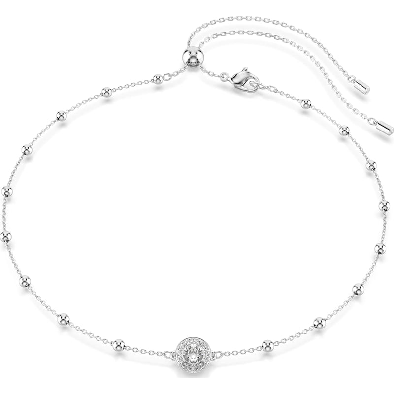 Swarovski Una Angelic pendant, Round cut, Double sided motifs, White, Rhodium plated
