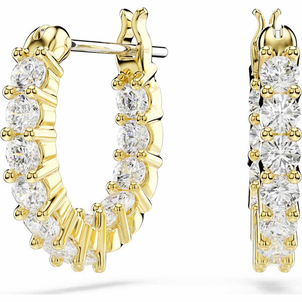 Swarovski Matrix Vittore hoop earrings, Round cut, White, Gold-tone plated