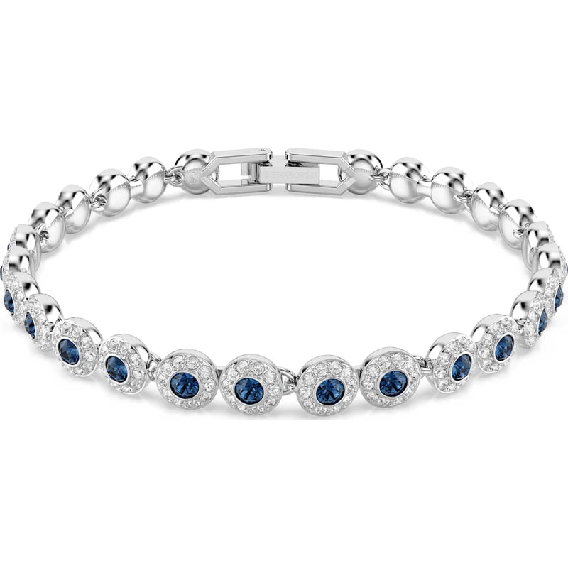Swarovski Una Angelic Tennis bracelet, Round cut, Blue, Rhodium plated