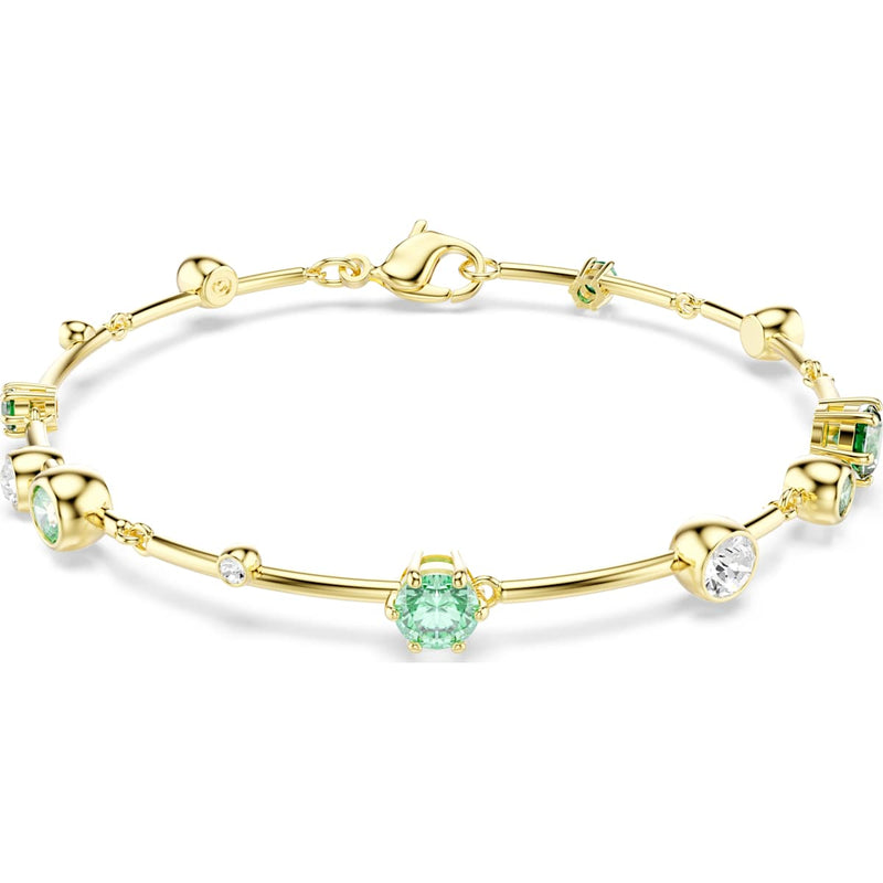 Swarovski Constella bracelet, Mixed cuts, Green, Gold-tone plated