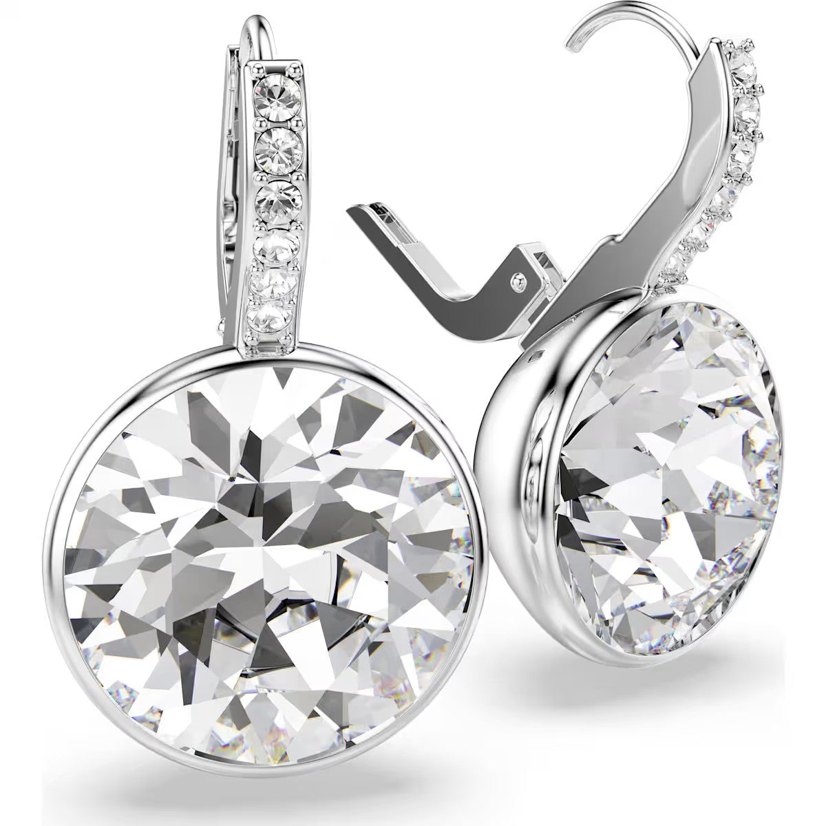 Swarovski Millenia drop earrings, Round cut, White, Rhodium plated