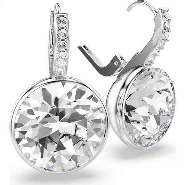 Swarovski Millenia drop earrings, Round cut, White, Rhodium plated
