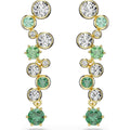 Swarovski Constella drop earrings, Mixed cuts, Green, Gold-tone plated