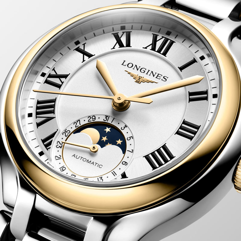 Longines Primaluna Moonphase Steel & Yellow 34mm Watch L8.126.5.79.7