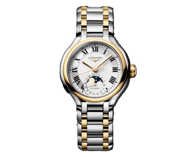 Longines Primaluna Moonphase Steel & Yellow 34mm Watch L8.126.5.79.7