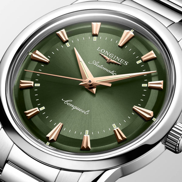 Longines Conquest Heritage Steel, Green 38mm Dial Watch L1.649.4.02.6