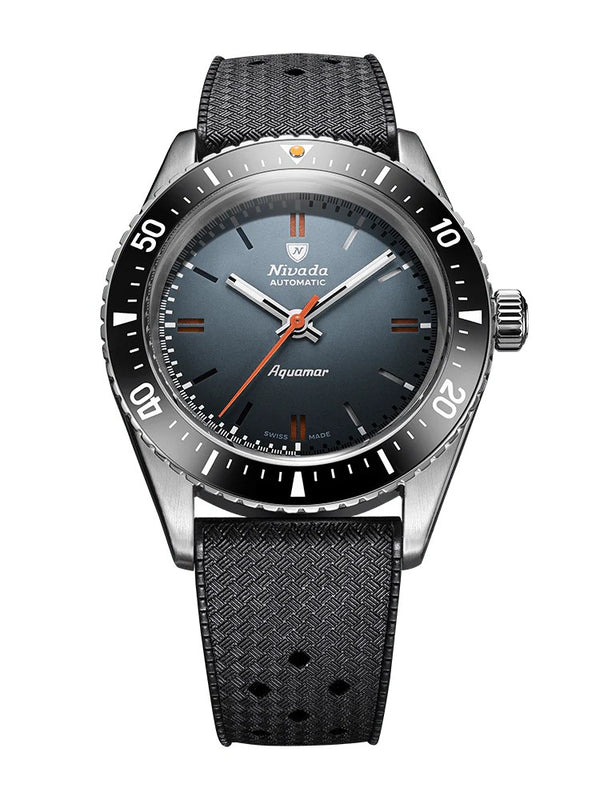 Nivada Grenchen Aquamar Grey Automatic Rubber tropic 38mm Watch 32077A01