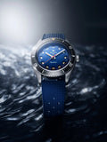 Nivada Grenchen Aquamar Blue Automatic Rubber tropic 38mm Watch 32074A24