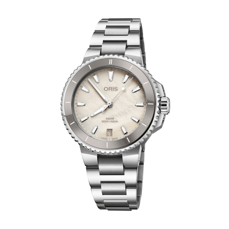 Oris Aquis Date Diamonds MOP Dial 36.5mm Watch 01 733 7792 4956-07 8 19 05P