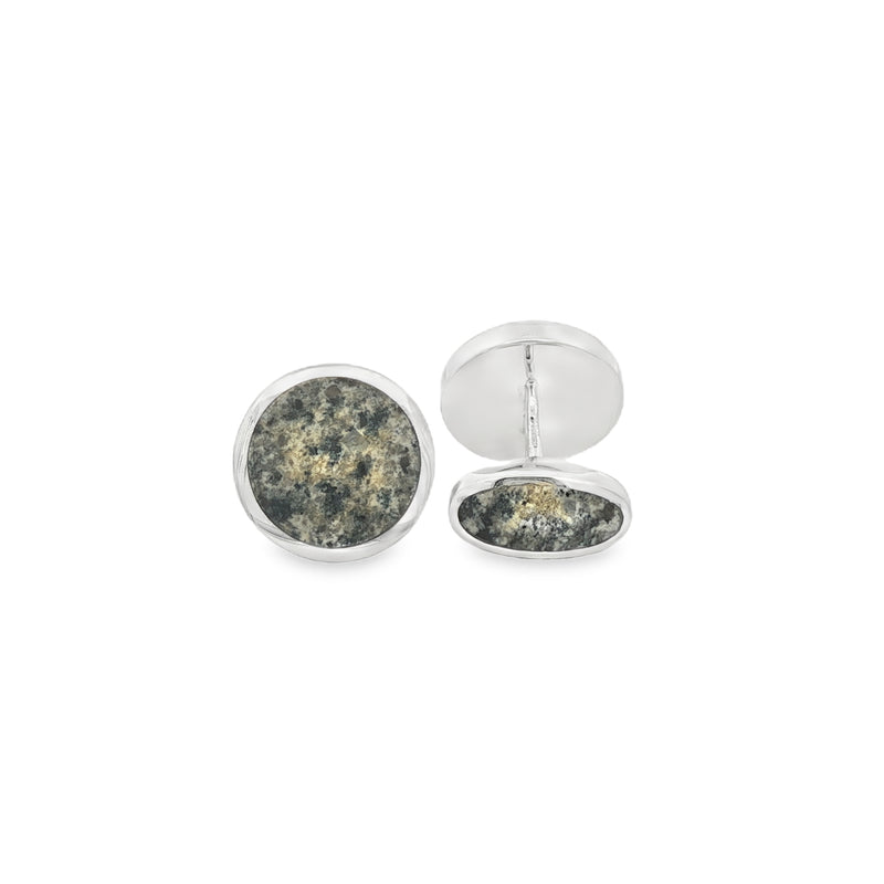 Silver Round Ailsa Craig Granite Cufflinks