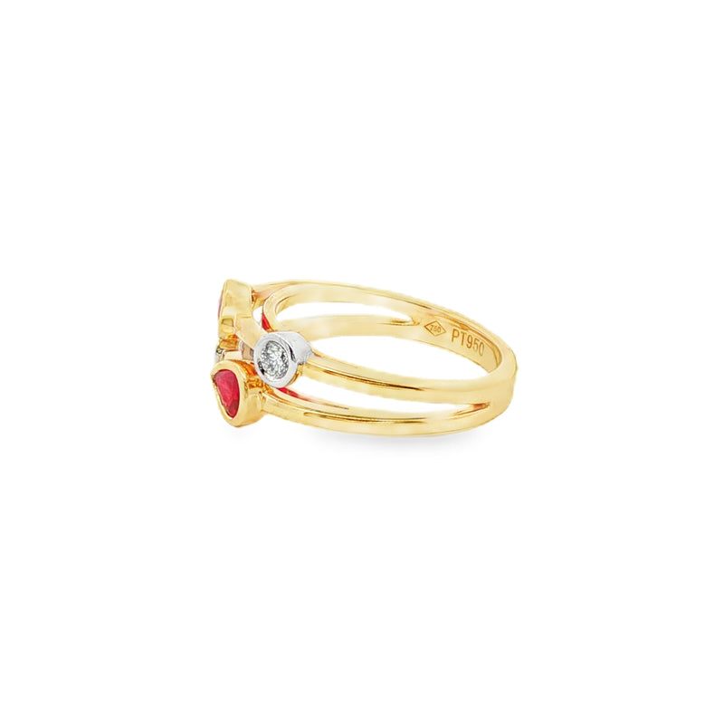 Ruby and Diamond Pear and Marquise 18ct Yellow Gold Ring