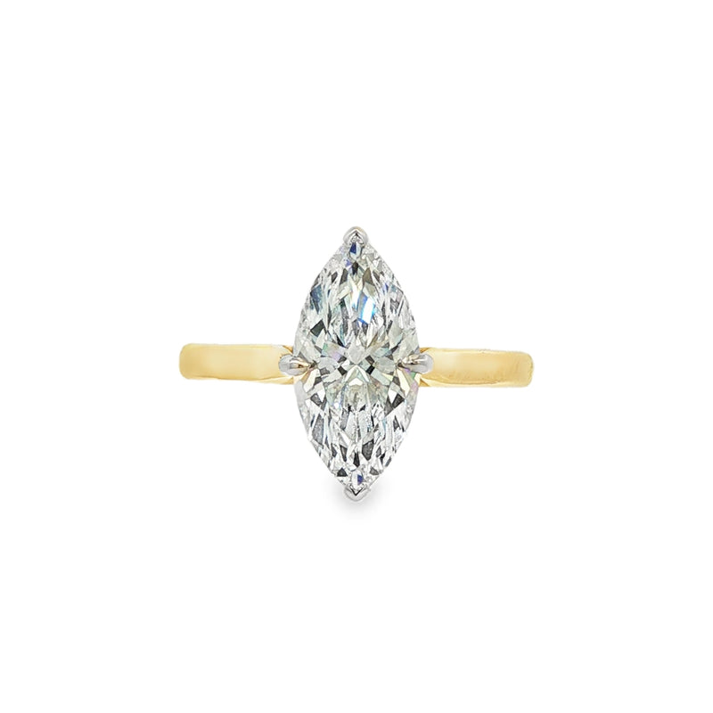 Marquise Cut 2.04ct Lab Grown Diamond 18ct Yellow Gold & Platinum Ring