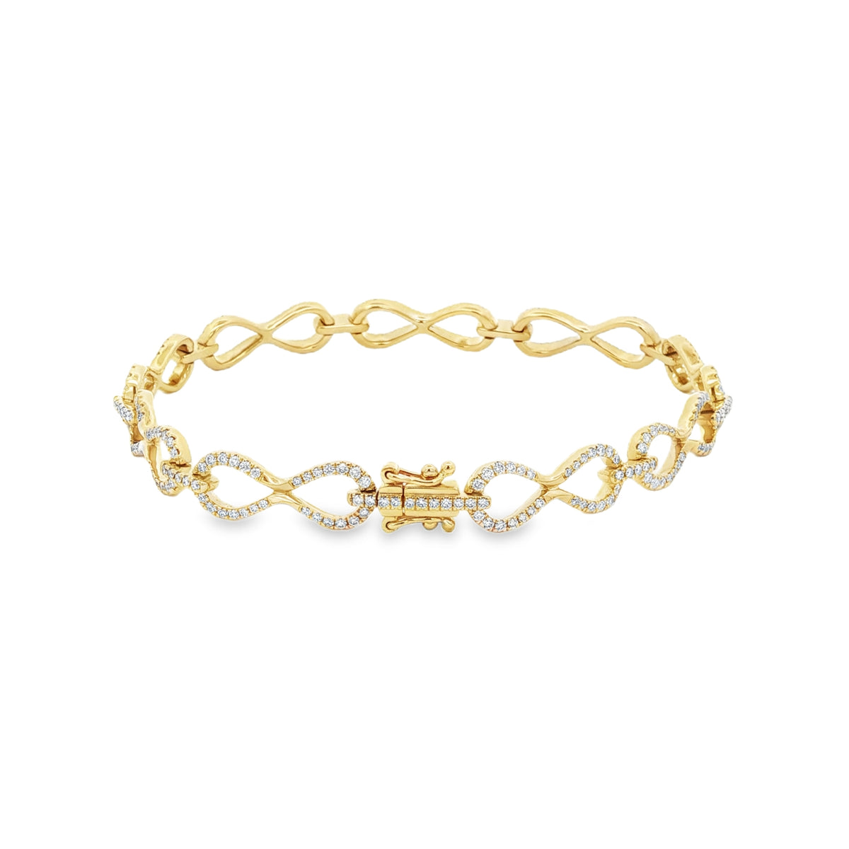 9ct Yellow Gold Infinity 1.46ct Diamond Bracelet