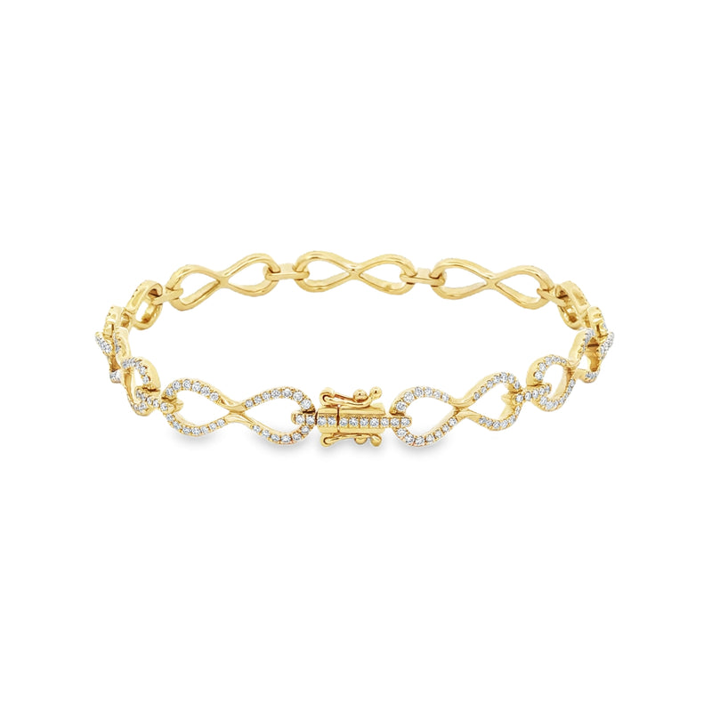 9ct Yellow Gold Infinity 1.46ct Diamond Bracelet