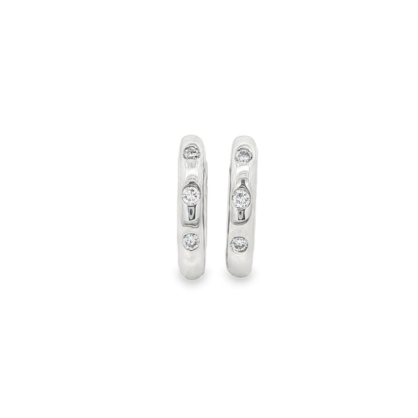 Diamond Round Brilliant Cut 0.13ct 18ct White Gold Hoop Earrings