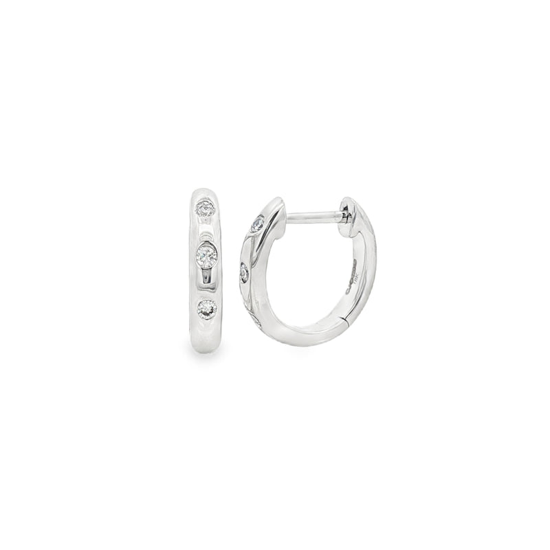 Diamond Round Brilliant Cut 0.13ct 18ct White Gold Hoop Earrings
