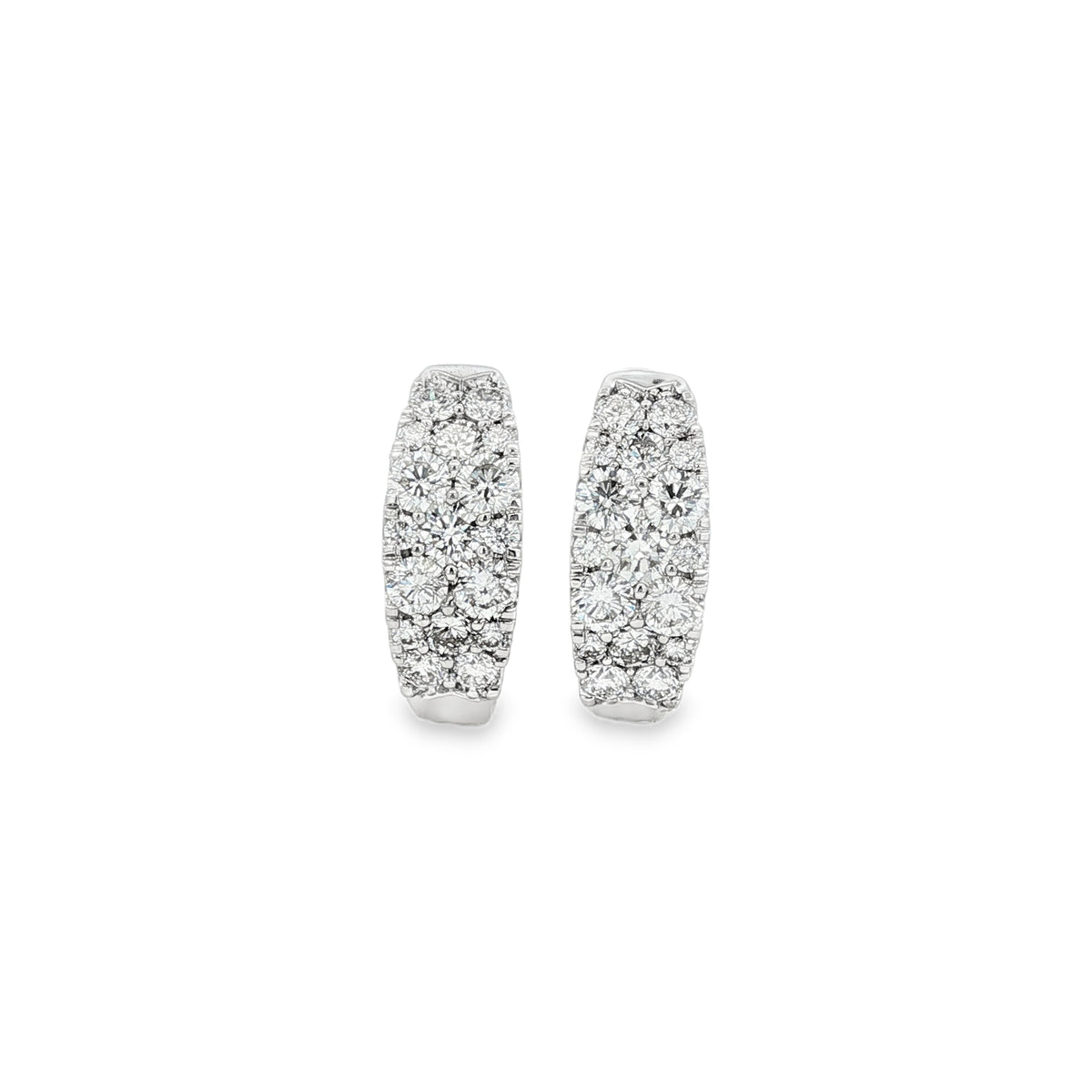 Diamond Round Brilliant Cut 1.29ct 18ct White Gold Hoop Earrings