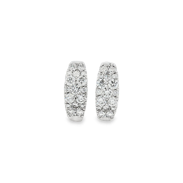 Diamond Round Brilliant Cut 1.29ct 18ct White Gold Hoop Earrings