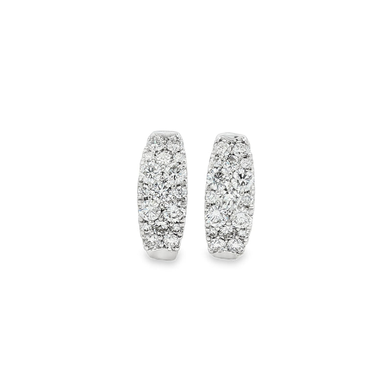 Diamond Round Brilliant Cut 1.29ct 18ct White Gold Hoop Earrings