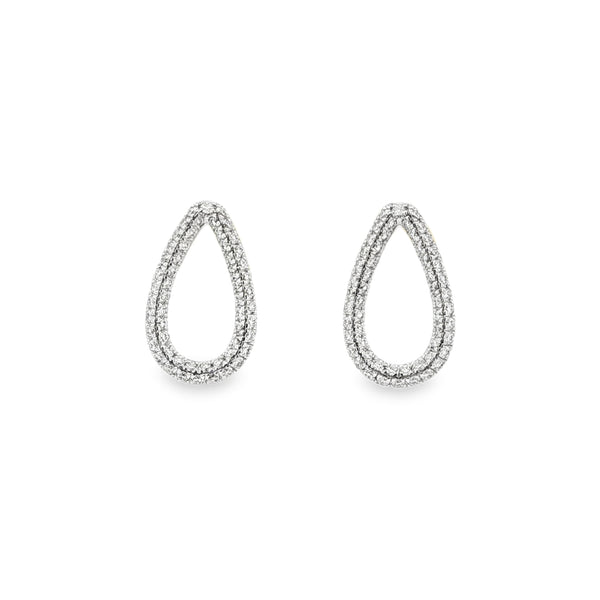 Diamond Tear Drop 18ct White Gold Stud Earrings