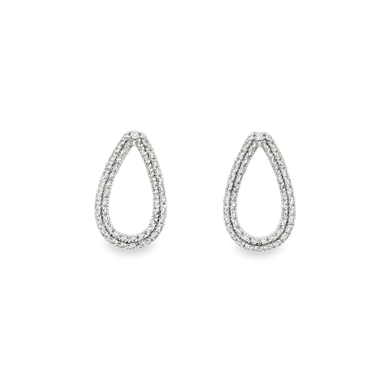 Diamond Tear Drop 18ct White Gold Stud Earrings