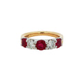 Ruby and Diamond 5 Stone 18ct Yellow Gold and Platinum Ring