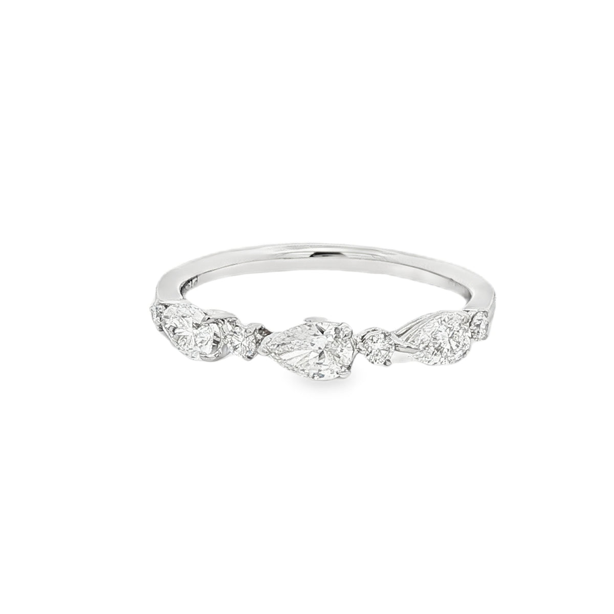 Diamond Platinum Pear and Round Brilliant Cut Ring