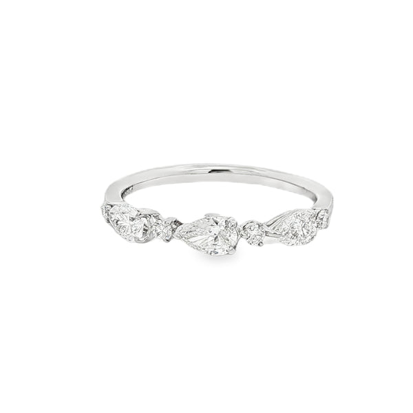 Diamond Platinum Pear and Round Brilliant Cut Ring
