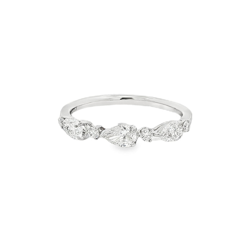 Diamond Platinum Pear and Round Brilliant Cut Ring