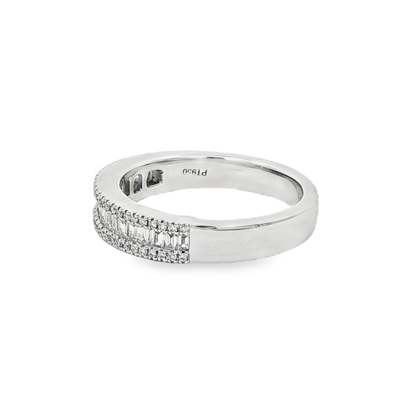 Diamond Platinum Baguette and Round Dress Ring